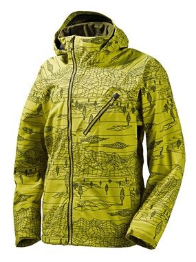 Burton AK 3L Sqwawk Softshell Yellow Printed Jacket, size XXL